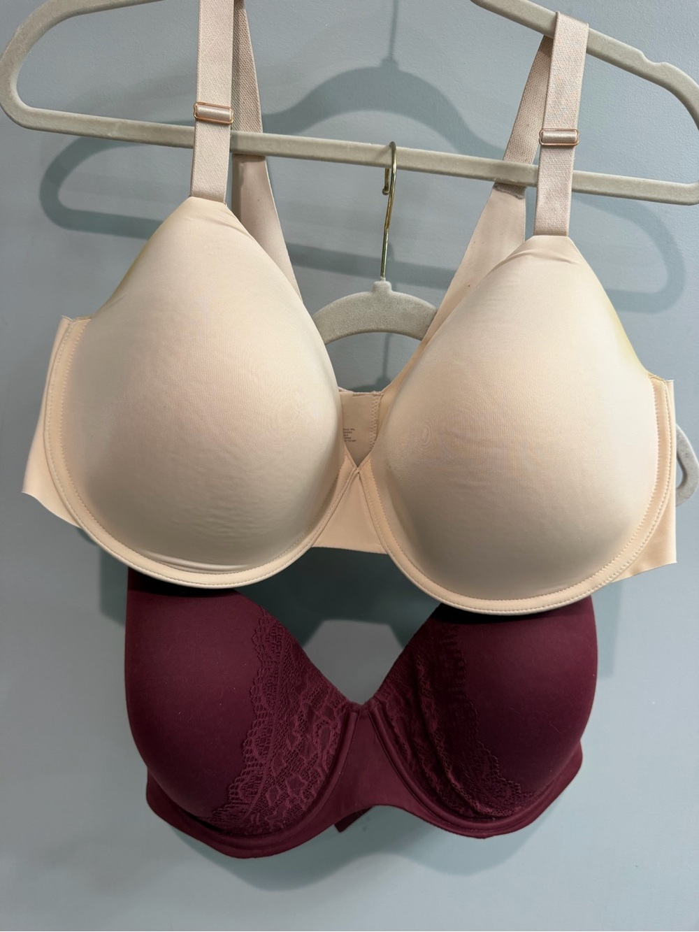 Soma Cream Vanishing Back/Wine Embracable Perfect Coverage 2-Pack Bra Set 38DDD